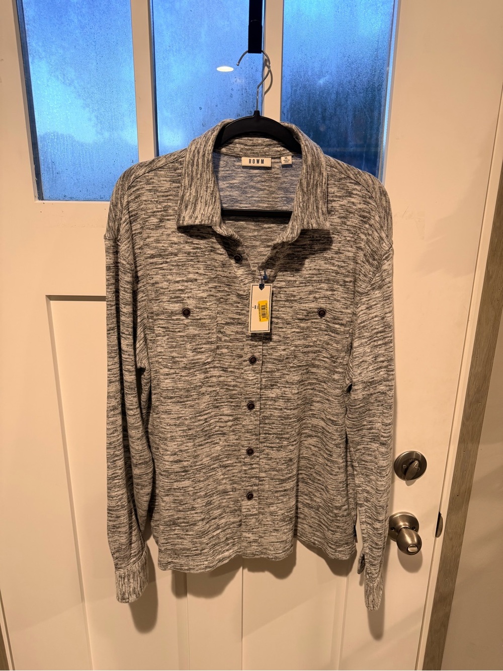 Rown Men's Grey Marled Button-Up Jacket Size XL